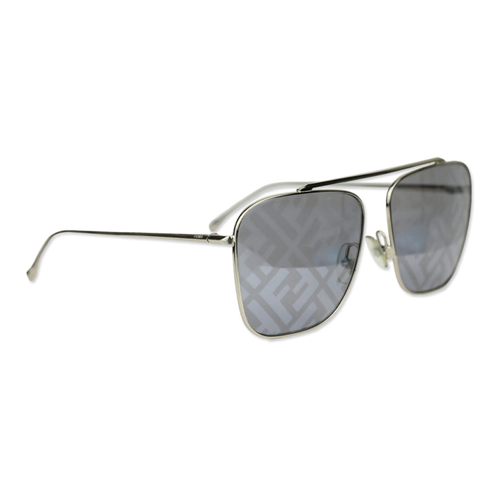 Fendi FF Monogram Lens Silver Aviator Sunglasses