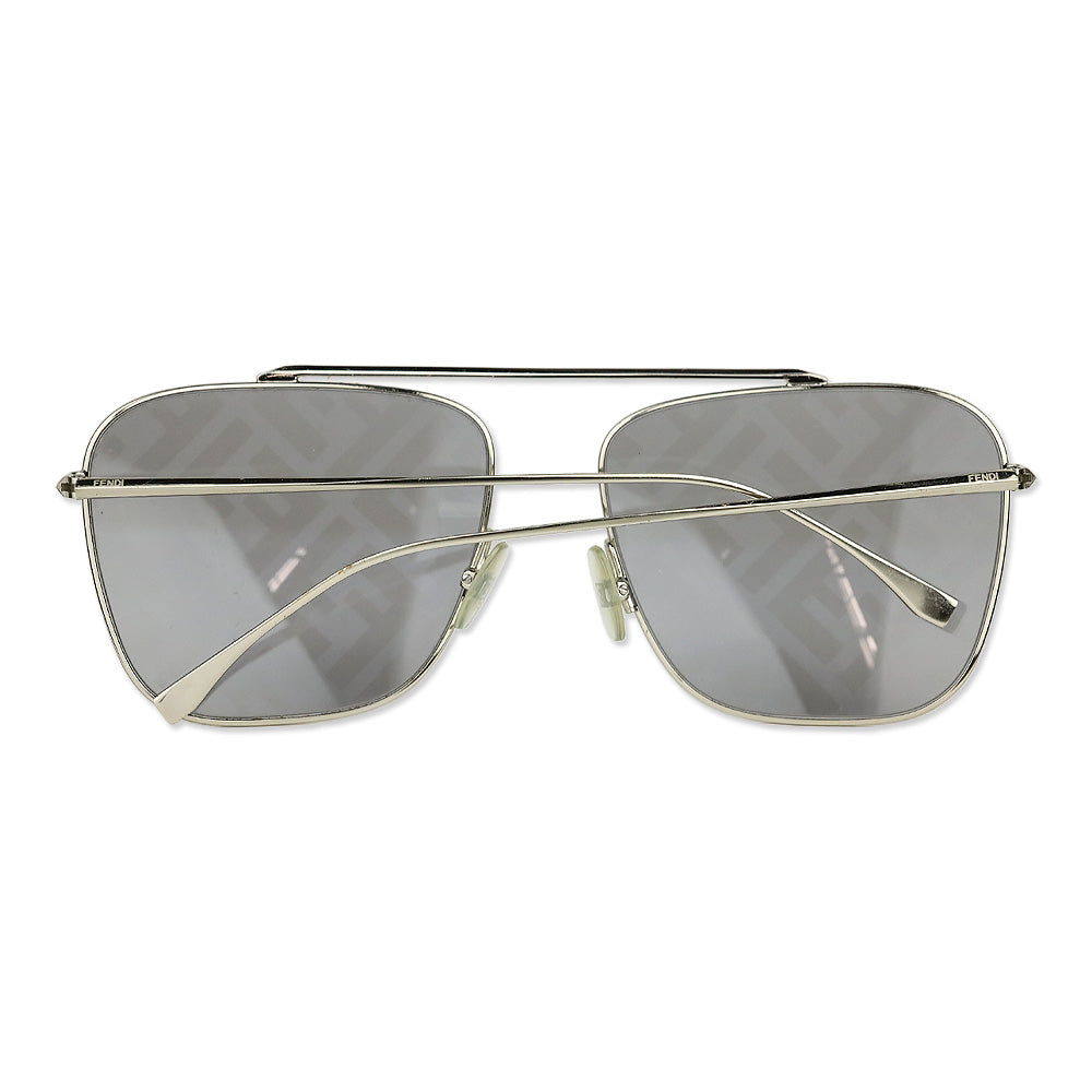 Fendi FF Monogram Lens Silver Aviator Sunglasses
