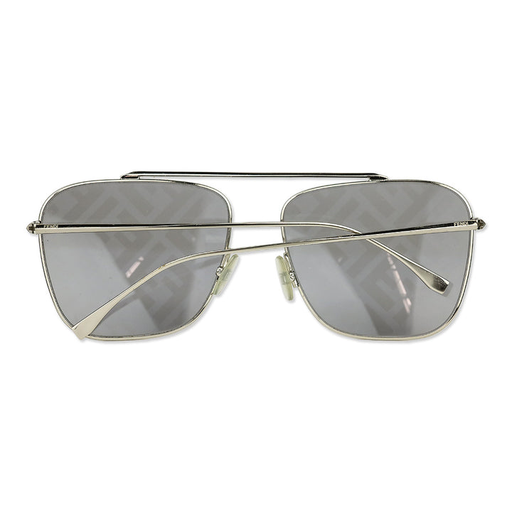 Fendi FF Monogram Lens Silver Aviator Sunglasses
