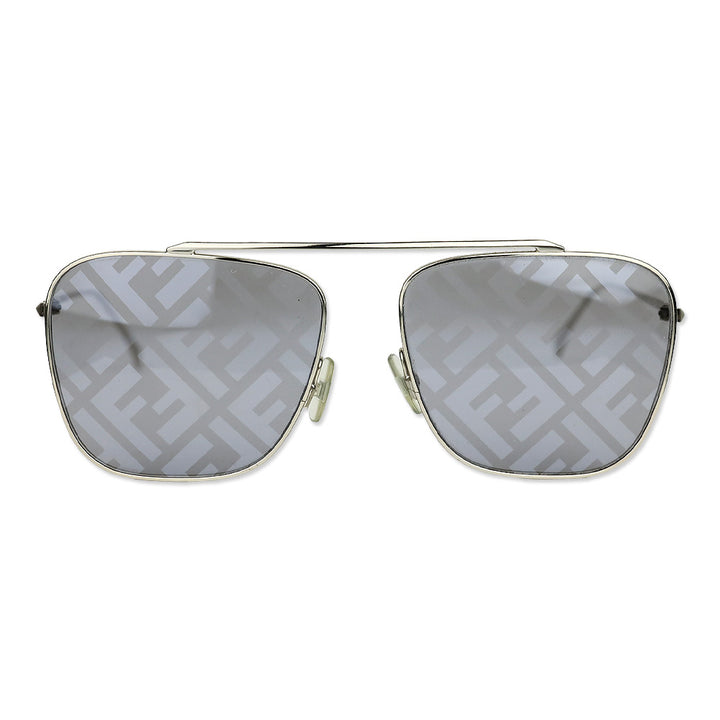 Fendi FF Monogram Lens Silver Aviator Sunglasses