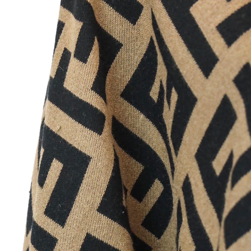Fendi FF Zucca Wool Silk Poncho Cape Shawl