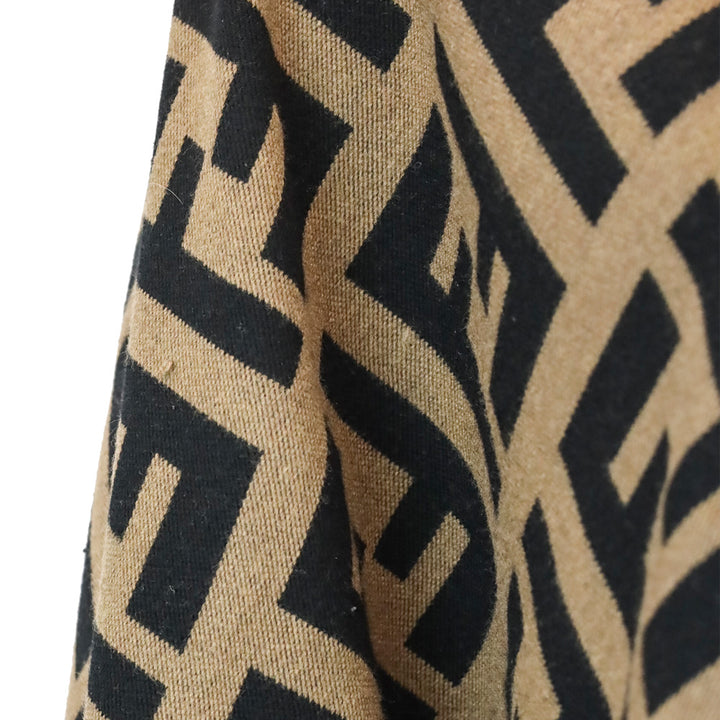 Fendi FF Zucca Wool Silk Poncho Cape Shawl