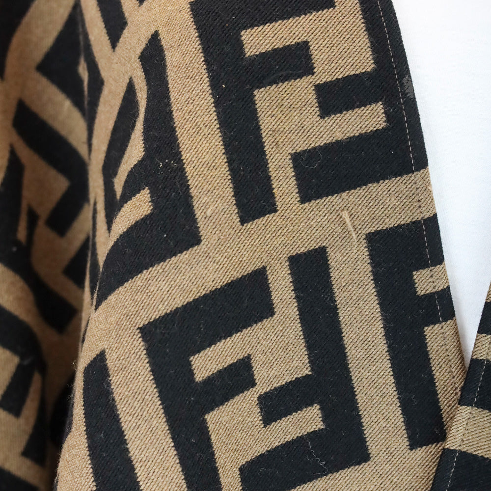 Fendi FF Zucca Wool Silk Poncho Cape Shawl