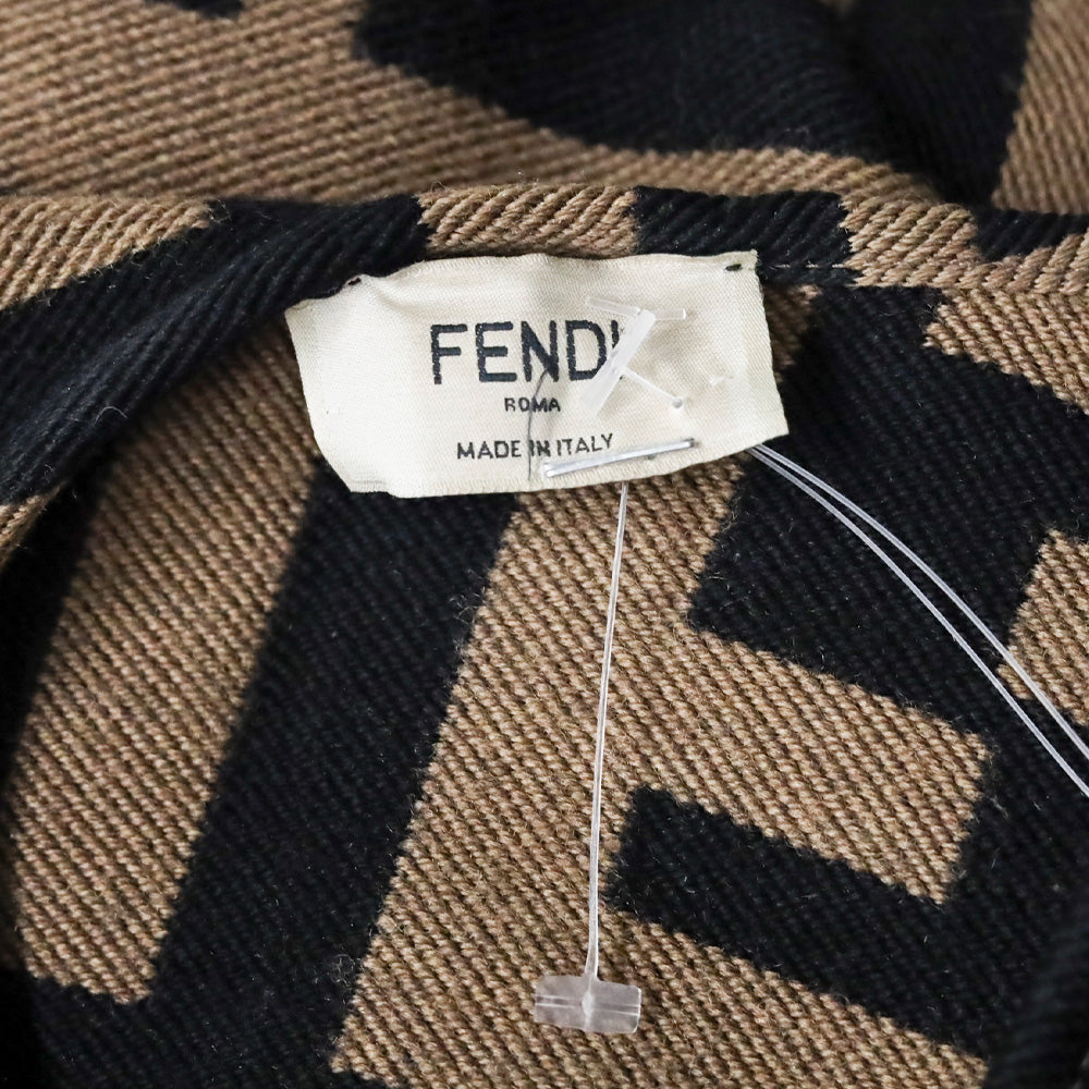 Fendi FF Zucca Wool Silk Poncho Cape Shawl