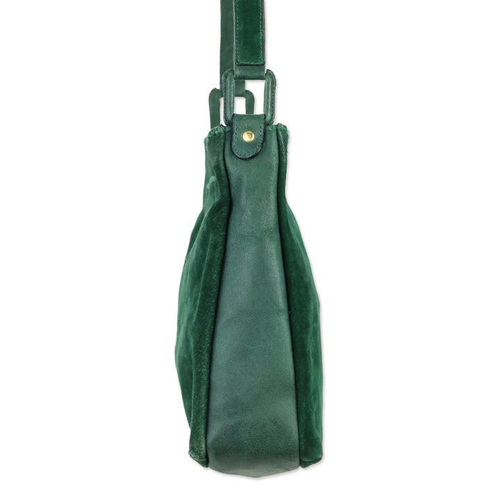 Fendi Green Suede Scalloped Shoulder Bag