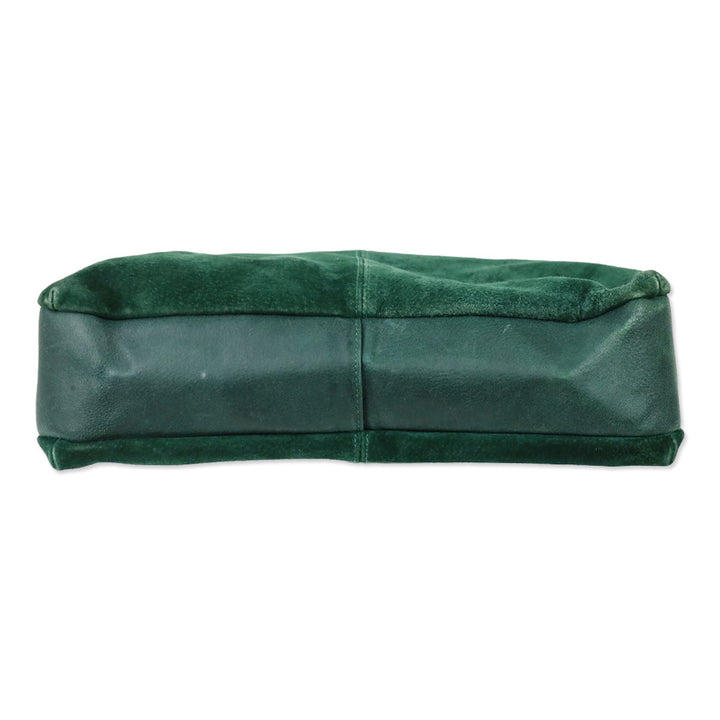 Fendi Green Suede Scalloped Shoulder Bag