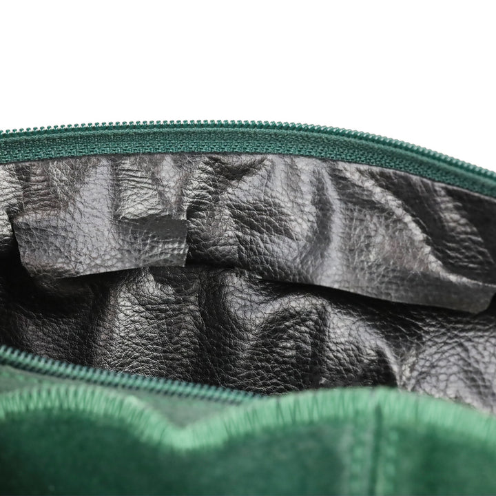 Fendi Green Suede Scalloped Shoulder Bag