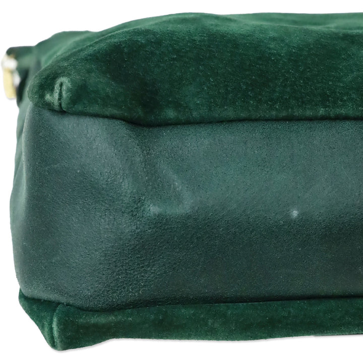 Fendi Green Suede Scalloped Shoulder Bag
