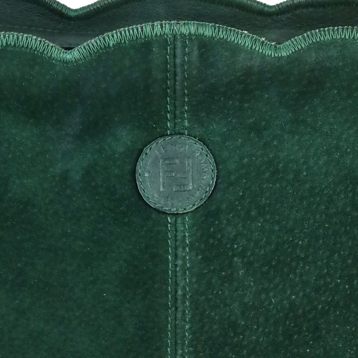 Fendi Green Suede Scalloped Shoulder Bag