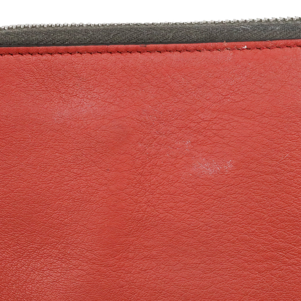 Fendi Grey Leather Monster Eyes Studded Zip-Around Clutch Pouch