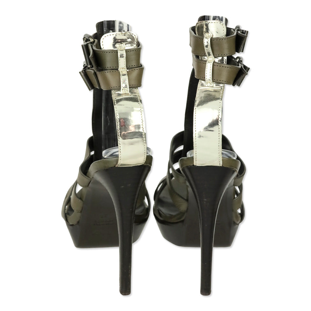 Fendi Olive Leather Caged Platform Sandals