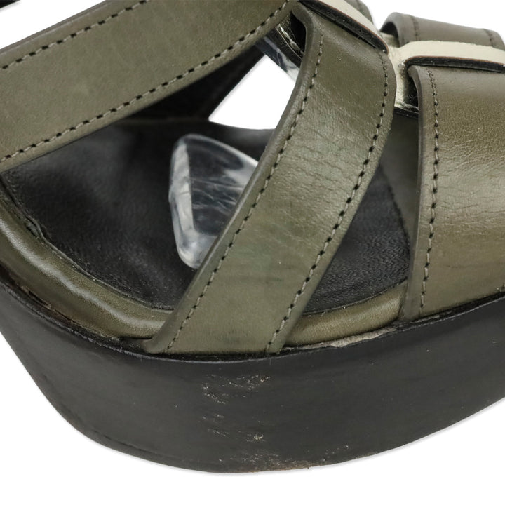 Fendi Olive Leather Caged Platform Sandals
