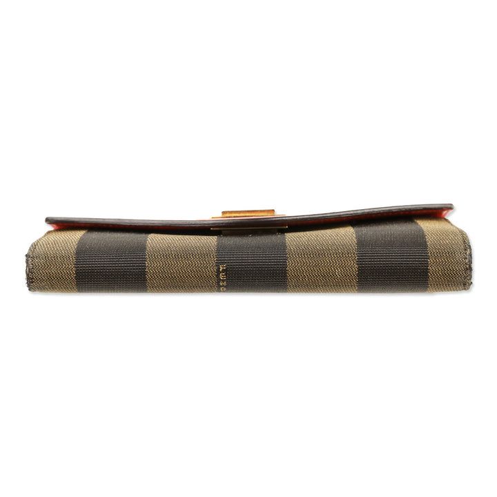 Fendi Orange Leather/Pequin Canvas Turn Lock Envelope Wallet