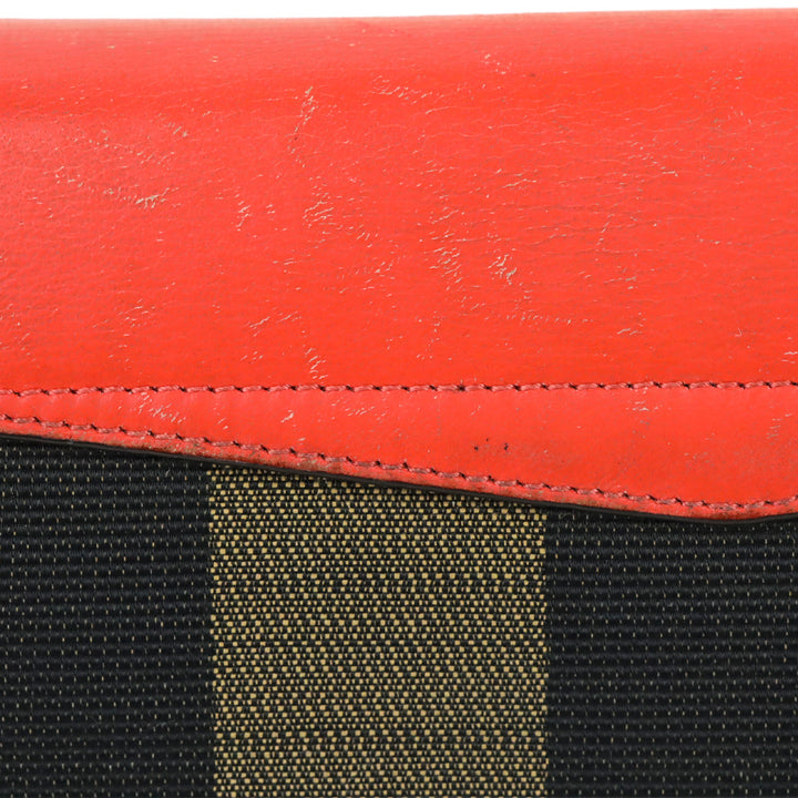 Fendi Orange Leather/Pequin Canvas Turn Lock Envelope Wallet