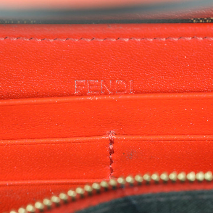Fendi Orange Leather/Pequin Canvas Turn Lock Envelope Wallet