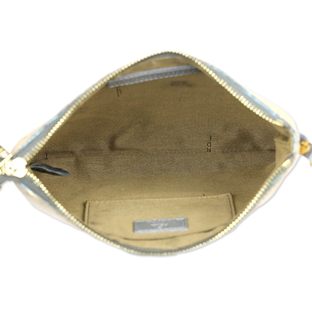 Fendi Platinum Light Blue Zucchino FF Canvas Chain Crossbody Bag