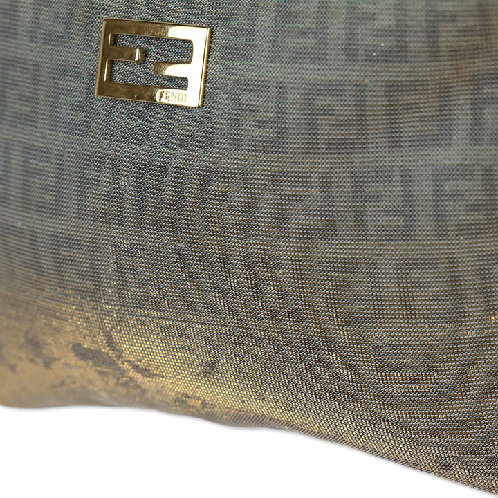 Fendi Platinum Light Blue Zucchino FF Canvas Chain Crossbody Bag
