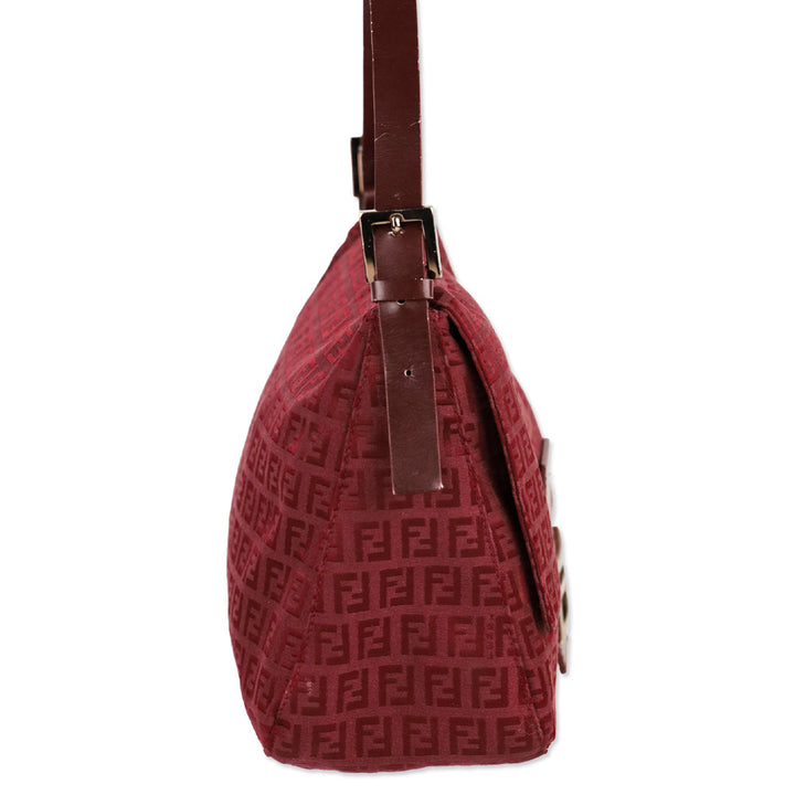 Fendi Red Zucchino Canvas Mamma Forever Shoulder Bag
