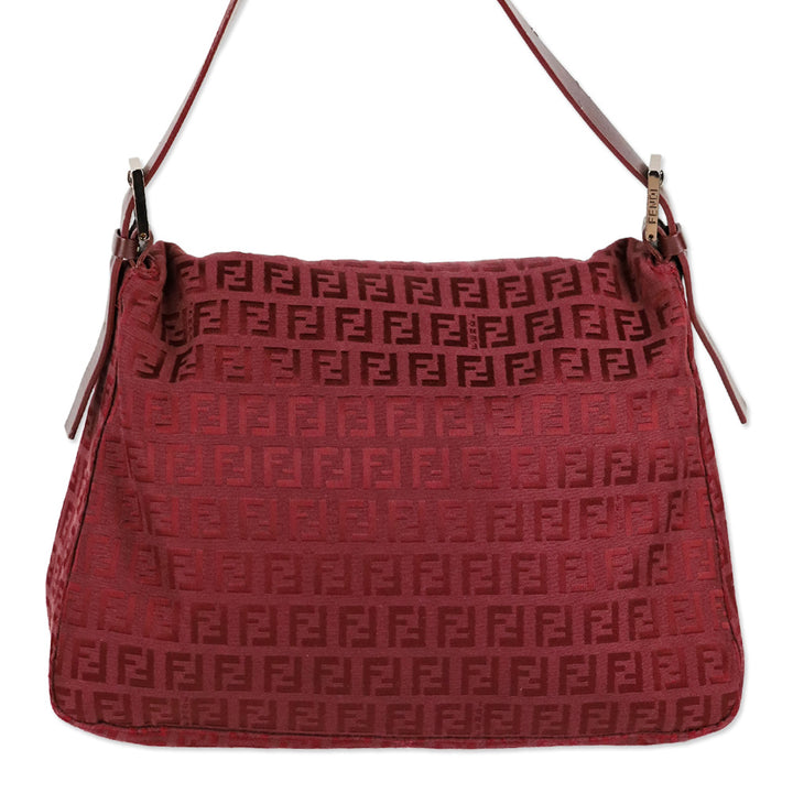 Fendi Red Zucchino Canvas Mamma Forever Shoulder Bag