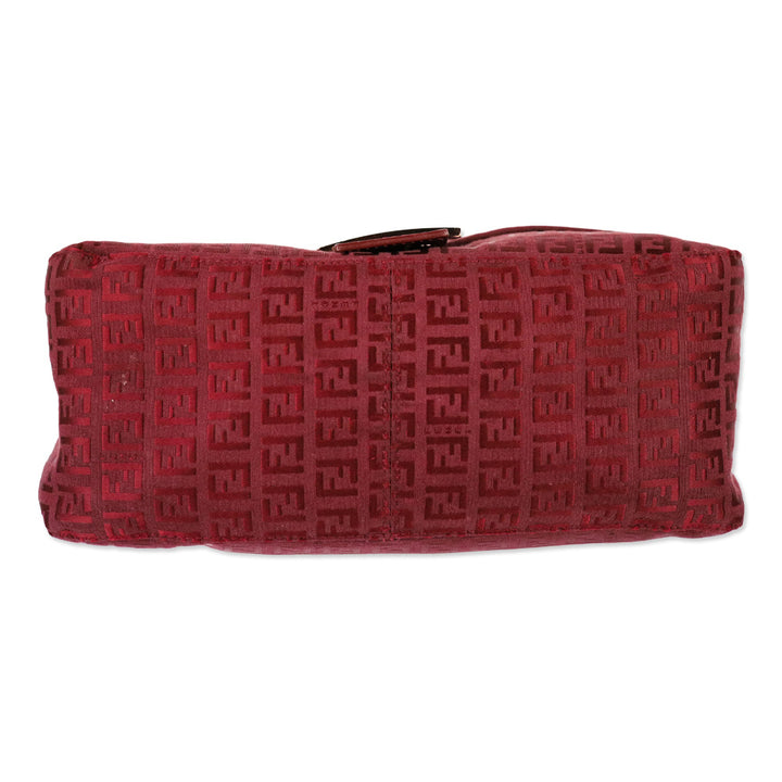 Fendi Red Zucchino Canvas Mamma Forever Shoulder Bag