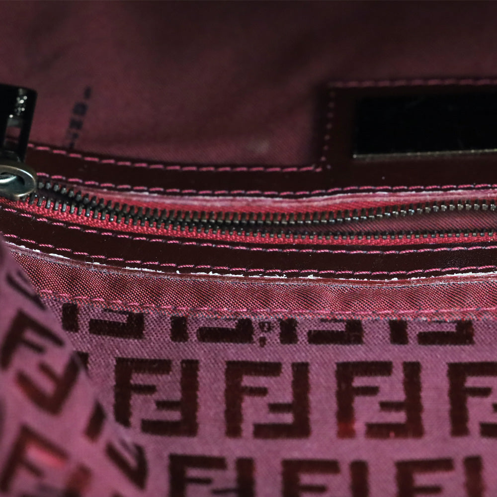 Fendi Red Zucchino Canvas Mamma Forever Shoulder Bag