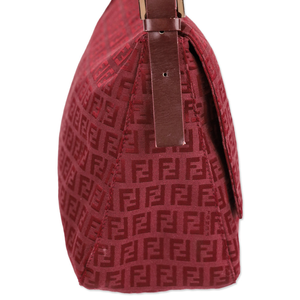 Fendi Red Zucchino Canvas Mamma Forever Shoulder Bag