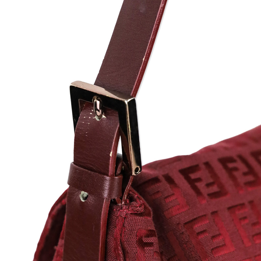 Fendi Red Zucchino Canvas Mamma Forever Shoulder Bag