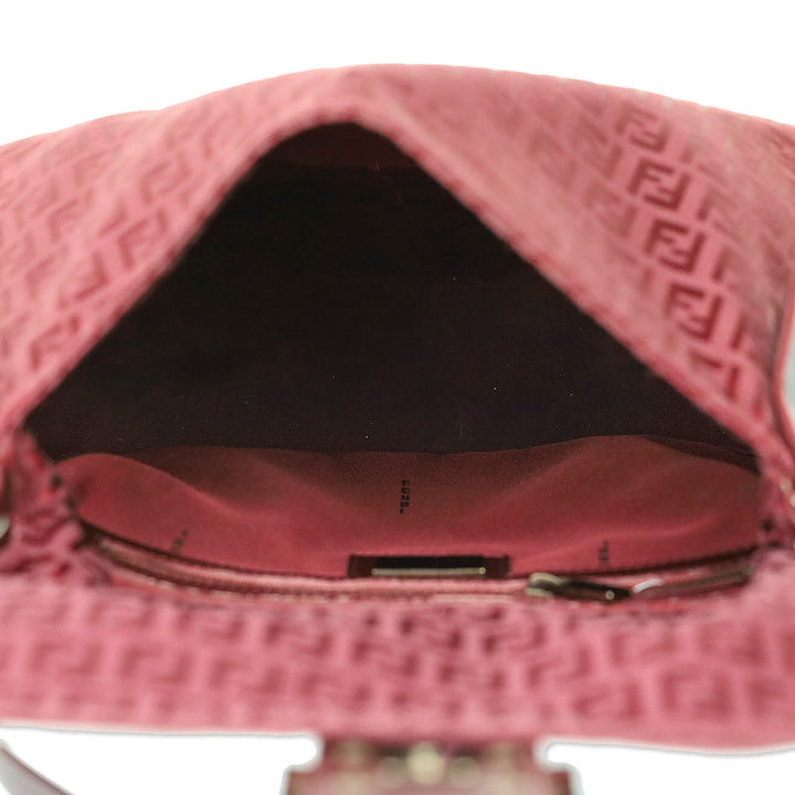 Fendi Red Zucchino Canvas Mamma Forever Shoulder Bag