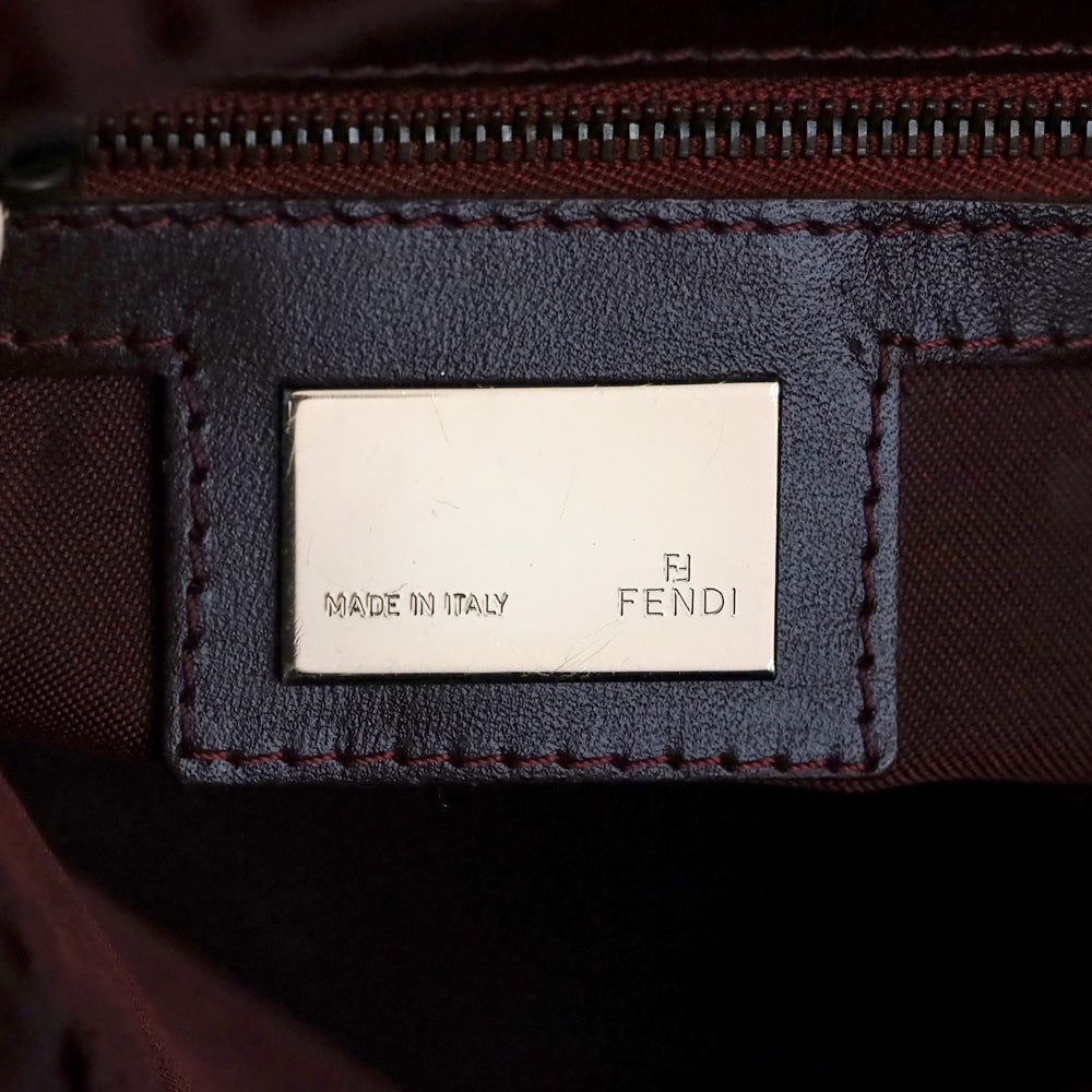 Fendi Red Zucchino Canvas Mamma Forever Shoulder Bag