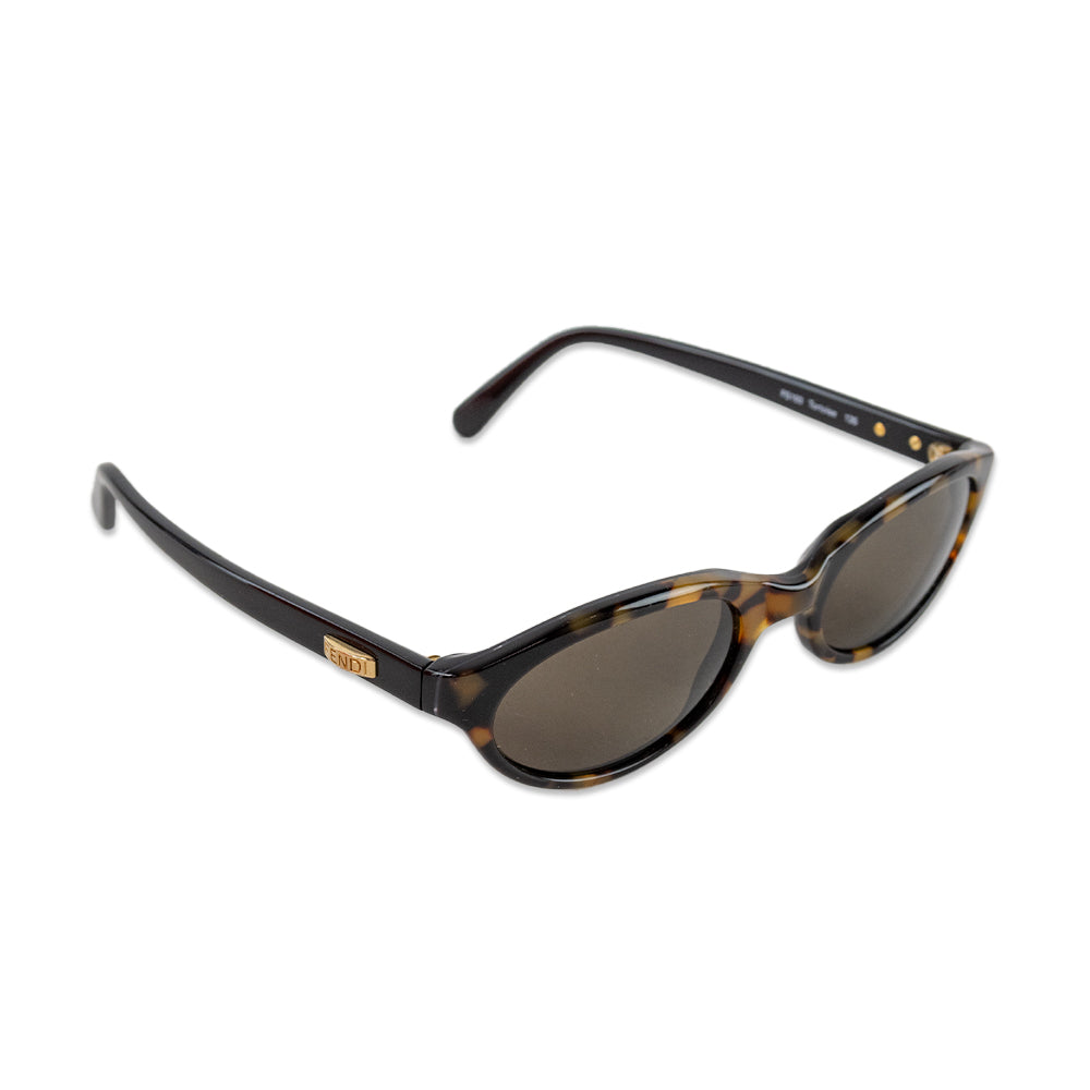 Fendi Small Oval Frame Tortoise Shell Sunglasses