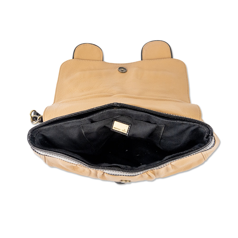 Fendi Tan and Black Patent Leather Vintage B Bag