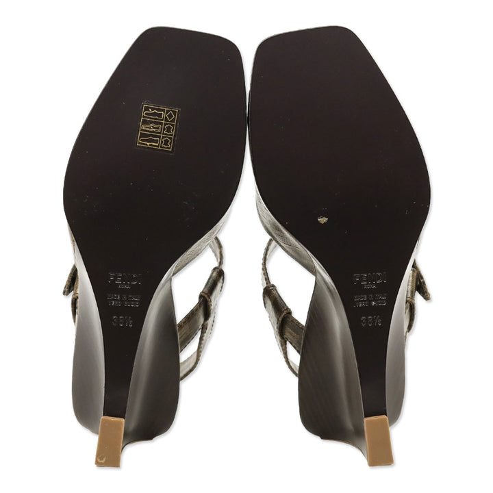 Fendi Tobacco Brown FF Zucca Coated Canvas Wedge Sandal