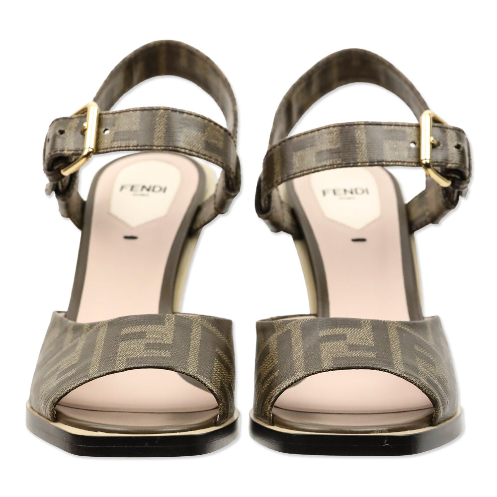 Fendi Tobacco Brown FF Zucca Coated Canvas Wedge Sandal