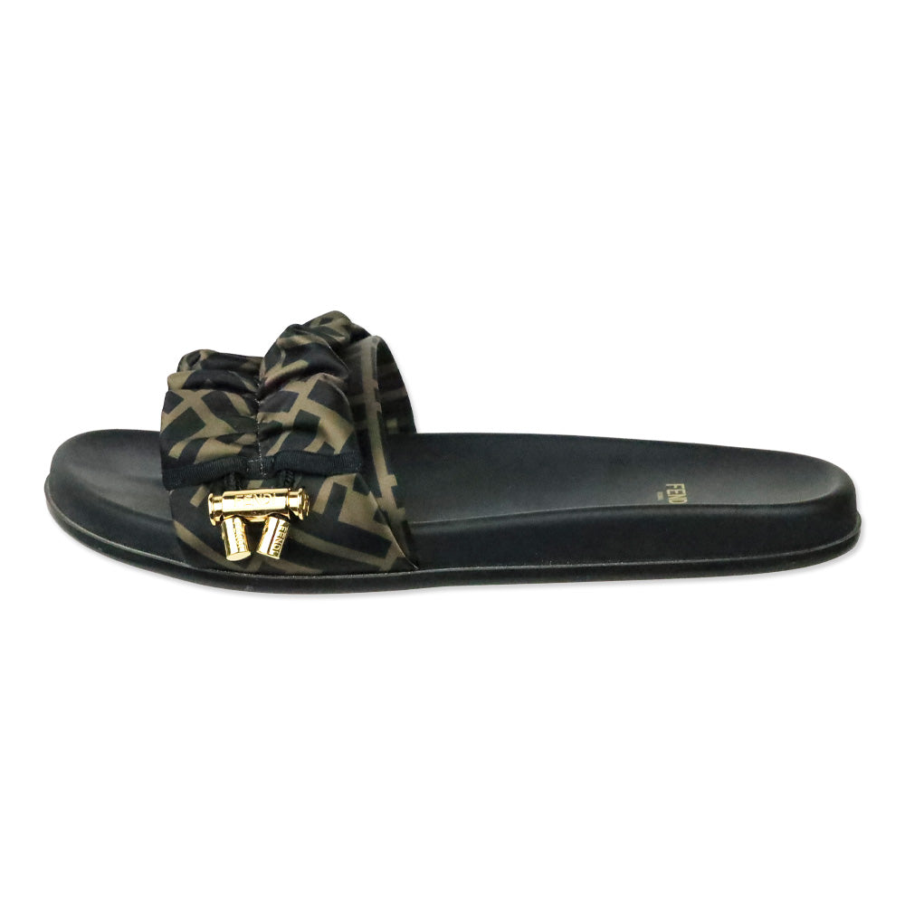 Fendi Tobacco Nero Illusion FF Slide Sandals
