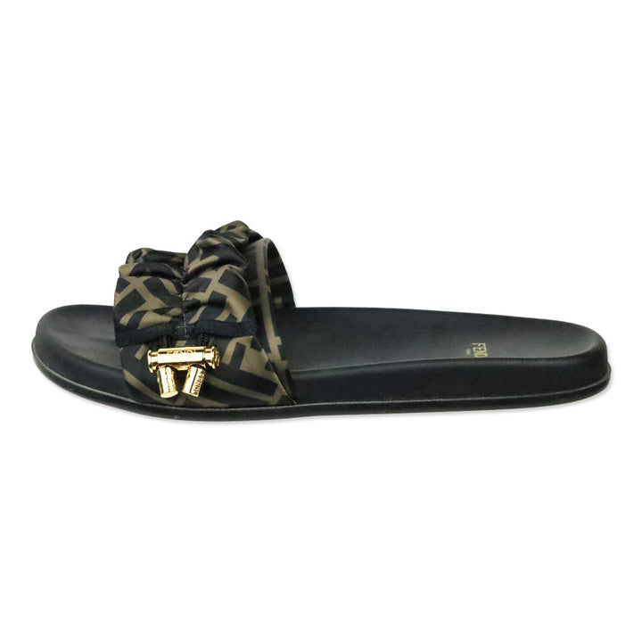 Fendi Tobacco Nero Illusion FF Slide Sandals