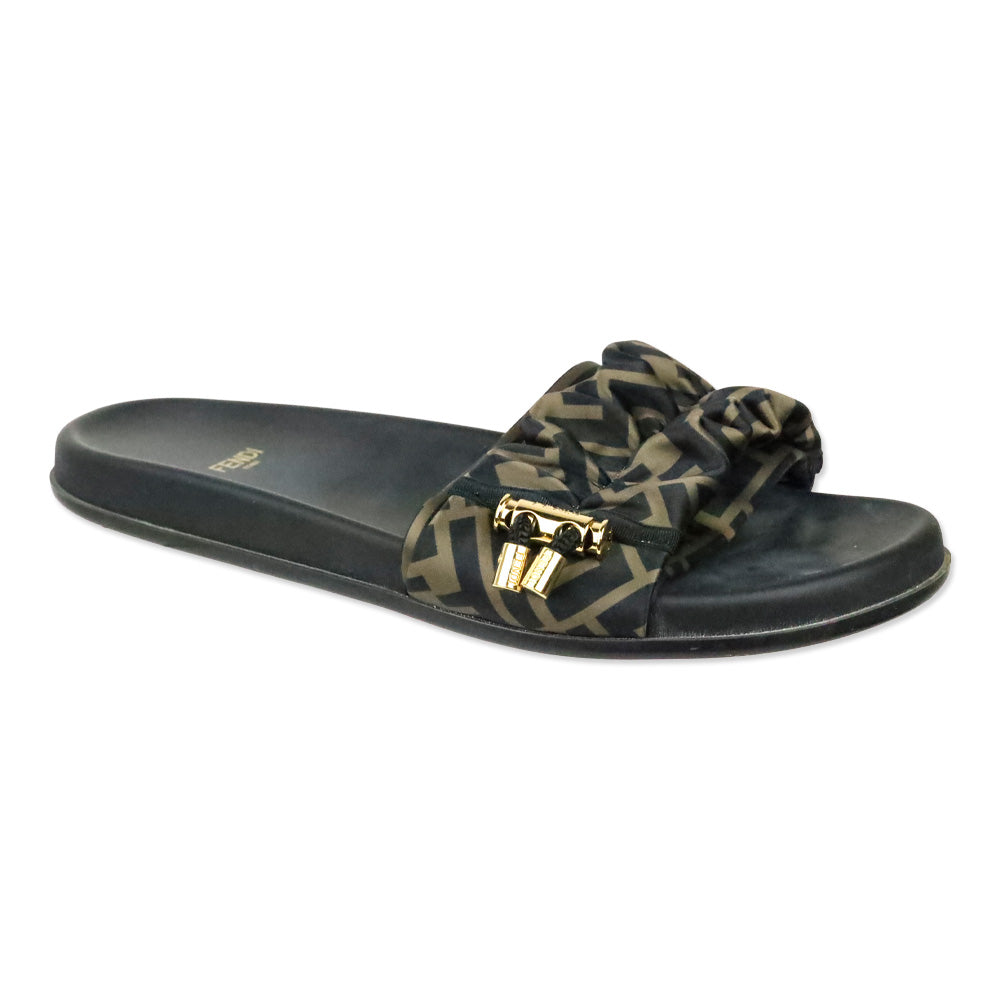 Fendi Tobacco Nero Illusion FF Slide Sandals