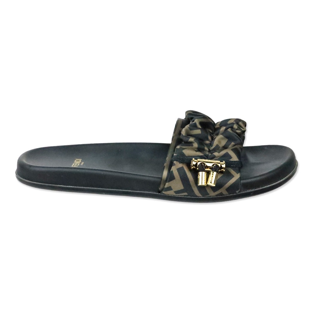 Fendi Tobacco Nero Illusion FF Slide Sandals