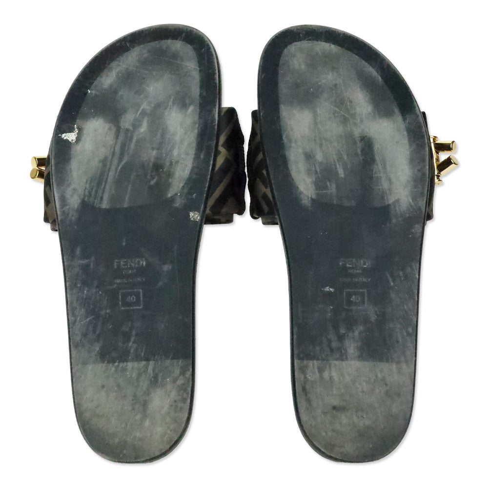 Fendi Tobacco Nero Illusion FF Slide Sandals