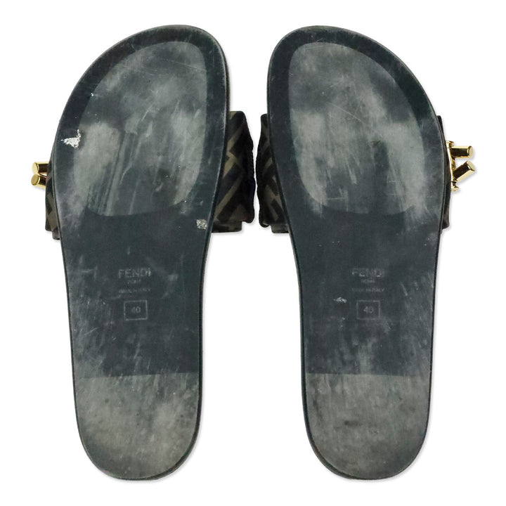 Fendi Tobacco Nero Illusion FF Slide Sandals