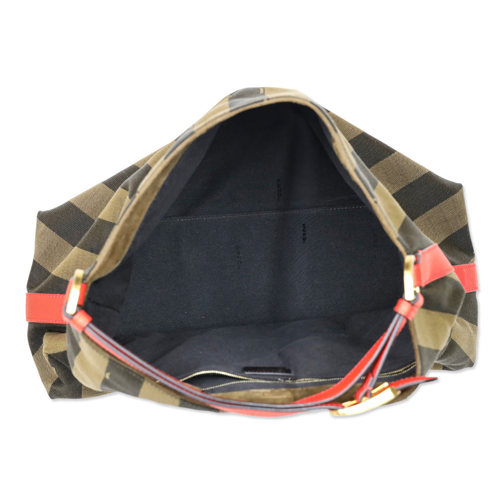 Fendi Tobacco/Orange Pequin Stripe Canvas and Leather Hobo Bag