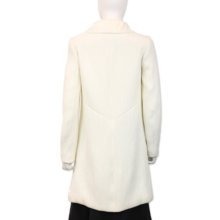 Fendi Off White Ribbed Ruffle Lapel Coat