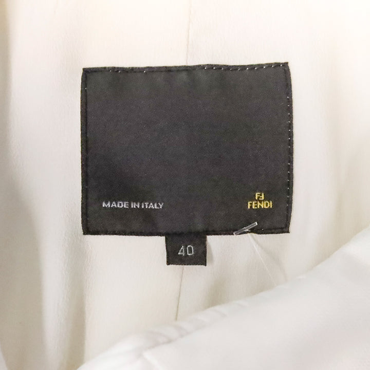 Fendi Off White Ribbed Ruffle Lapel Coat