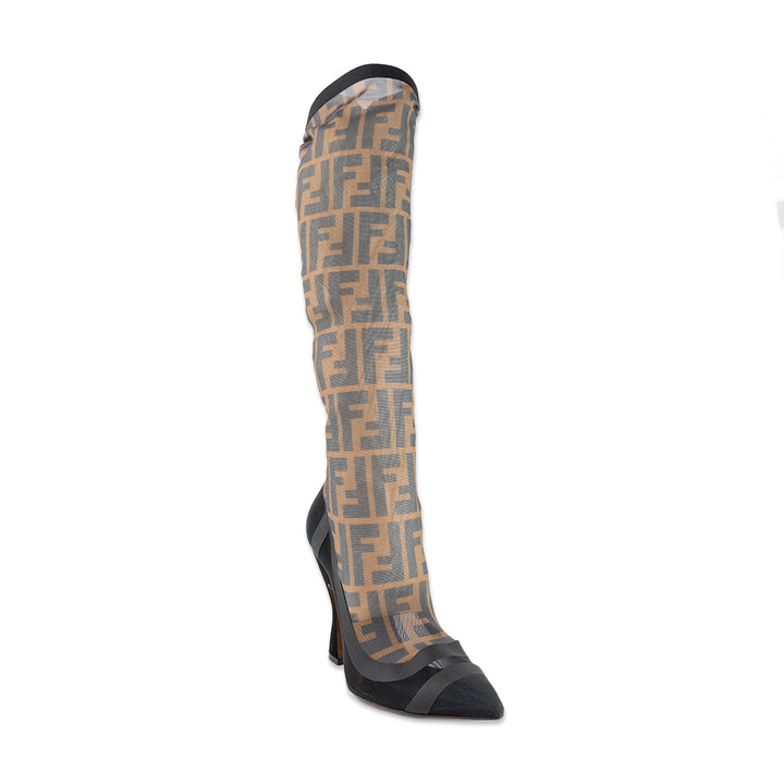 Fendi Zucca Mesh Colibri Knee High Boots