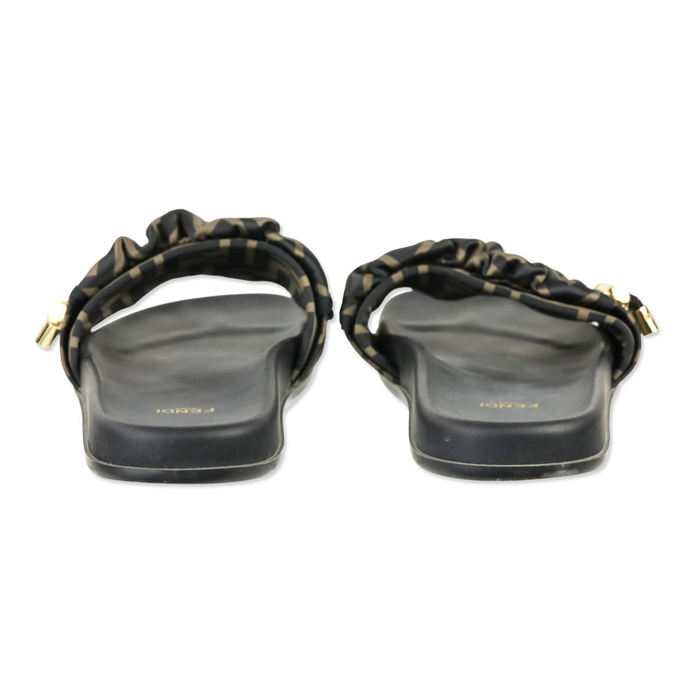 Fendi Tobacco Nero Illusion FF Slide Sandals