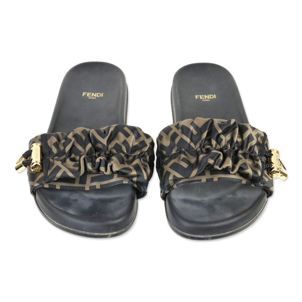 Fendi Tobacco Nero Illusion FF Slide Sandals