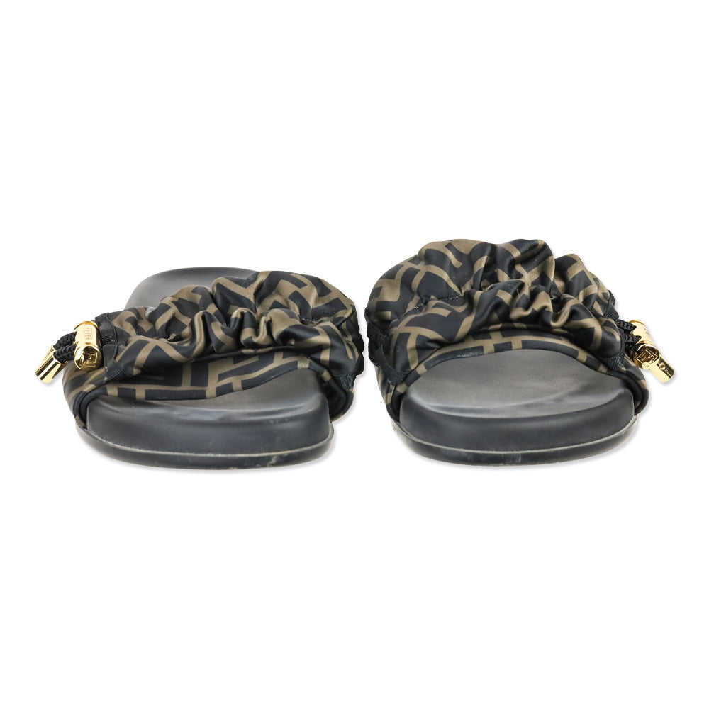 Fendi Tobacco Nero Illusion FF Slide Sandals