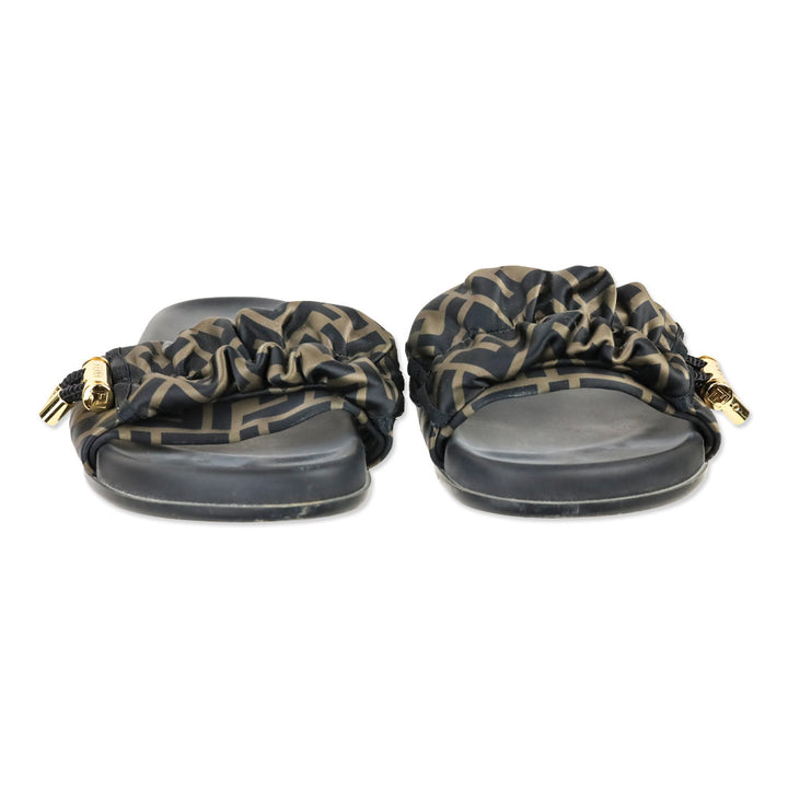 Fendi Tobacco Nero Illusion FF Slide Sandals