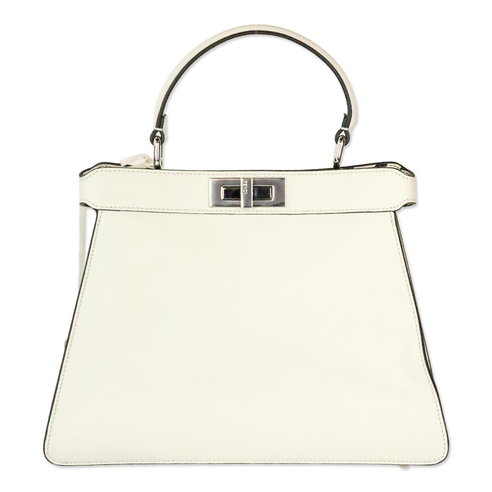 Fendi by Marc Jacobs White Leather Peekaboo ISeeU Medium Bag
