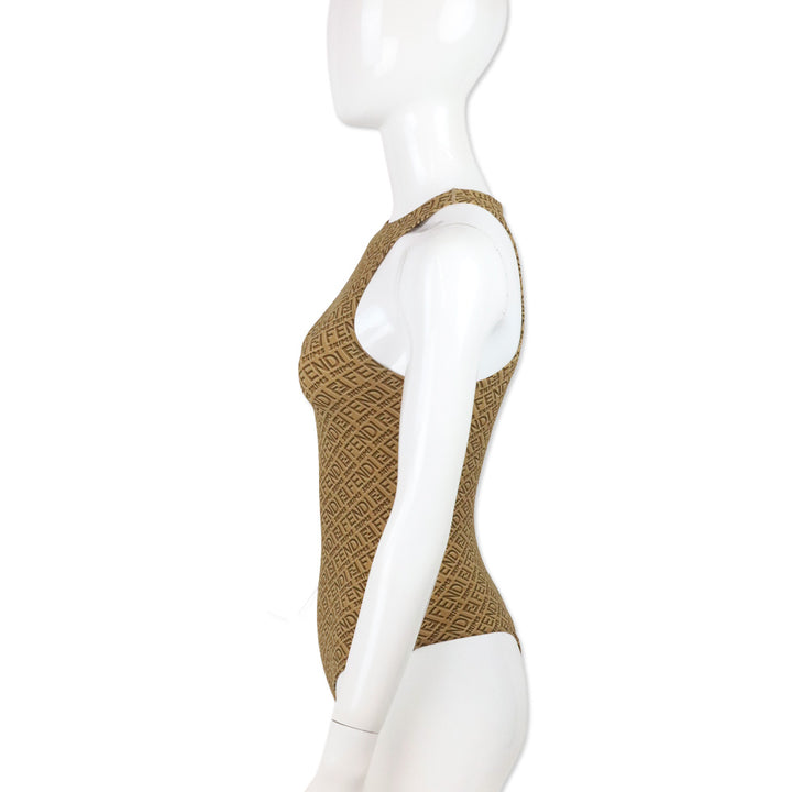 Fendi x Skims Brown Monogram High-Neck Bodysuit