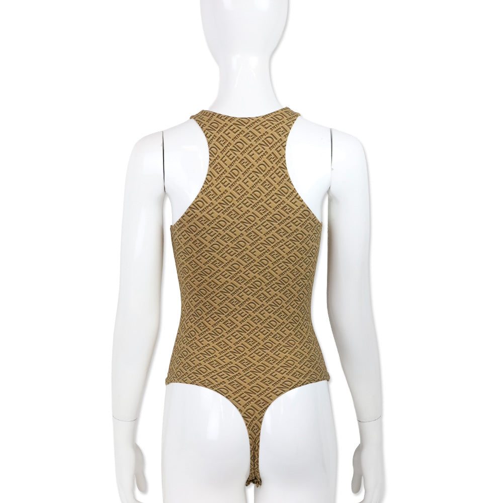 Fendi x Skims Brown Monogram High-Neck Bodysuit